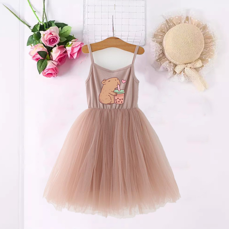 Baby Clothing For Girls - Capybara Girls Dresses Anime Printed Cute