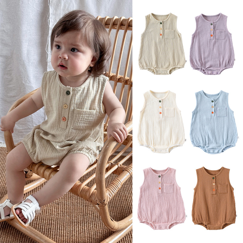 Baby Clothing Gender Neutral - ZOETOPKID Summer Baby Clothing Solid Rompers
