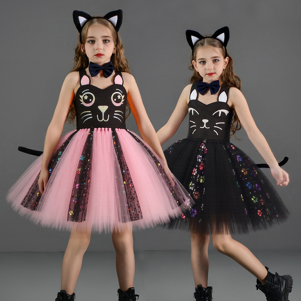 Pink Black Cat Tutu Dress for  - Baby Clothing For Girls avaliação e preço