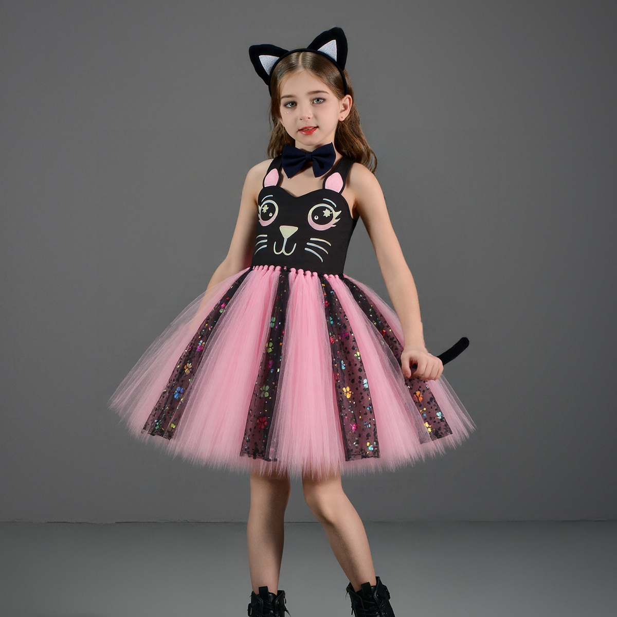 Pink Black Cat Tutu Dress for  - Baby Clothing For Girls avaliação e preço
