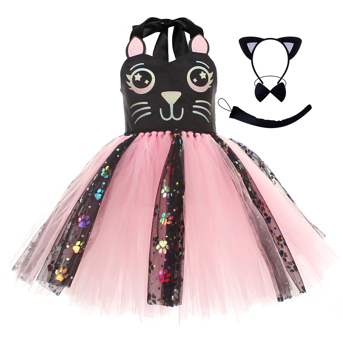 Pink Black Cat Tutu Dress for  - Baby Clothing For Girls avaliação e preço